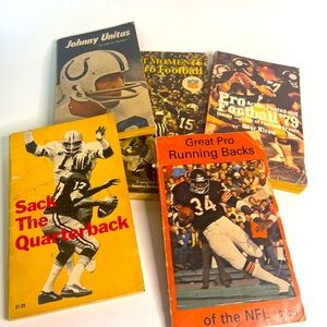 Lot of 5 Vintage Football Books includes Johnny Unitas and HOF Players